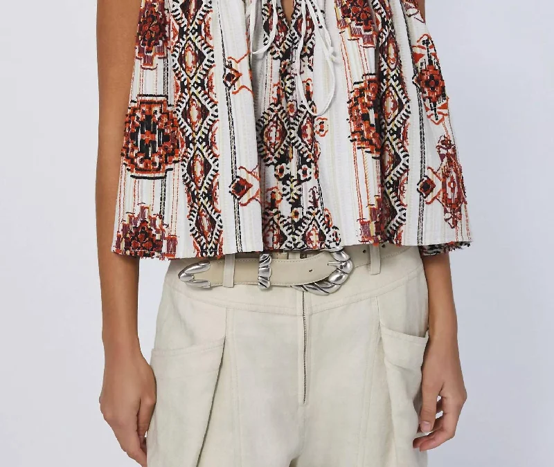 Special Price Tava Printed Smocked Top In Multico Orange