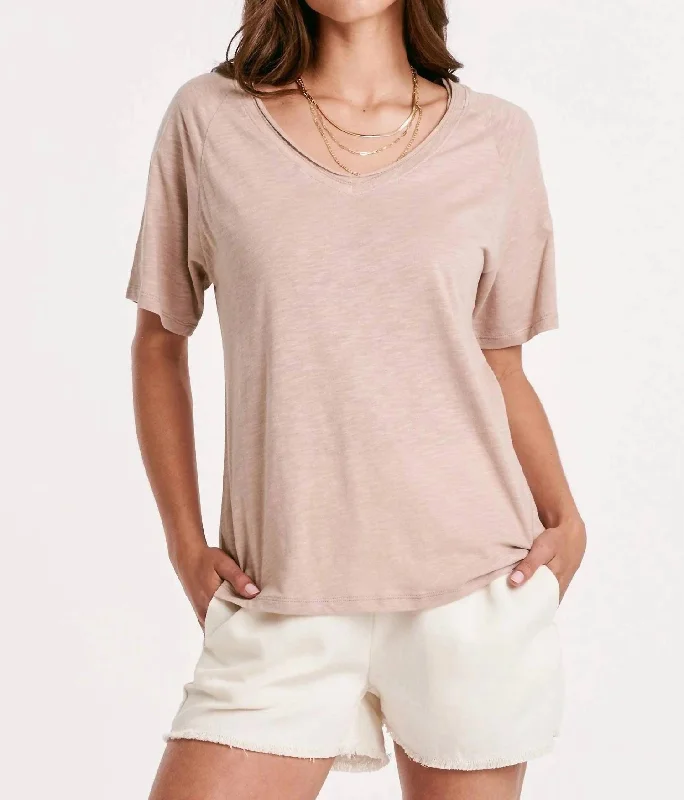 Major Savings Taylor Relaxed V-Neck Slubbed Basic Tee In Warm Sand