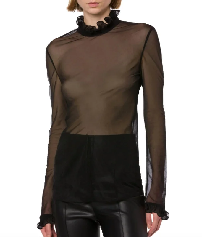 Hurry In Techno Chiffon Blouse In Black