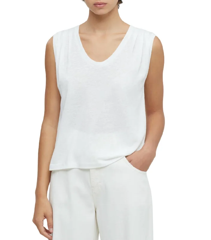 Massive Deals Tencel And Linen Tank Top In White