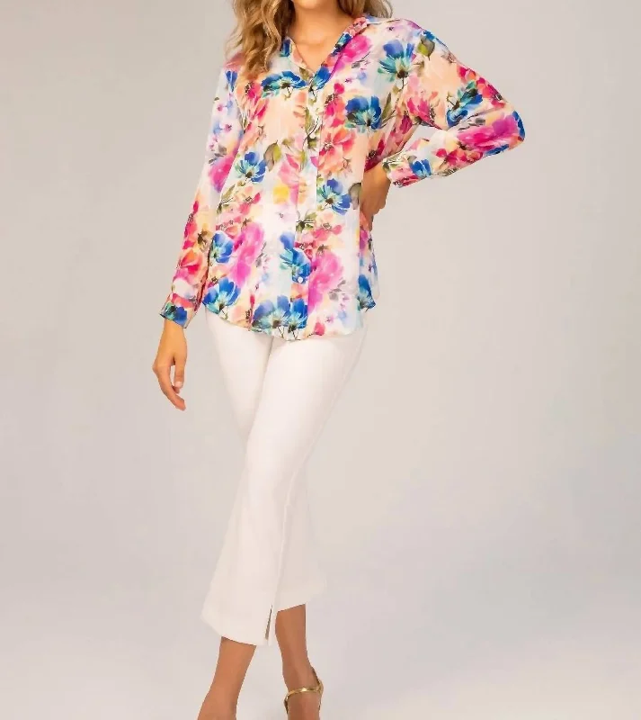 Act Fast The Hailey Top In Pink And Blue