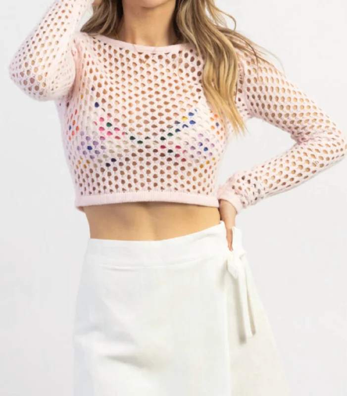 Price Cut The Jenna Crochet Crop Top In Pink