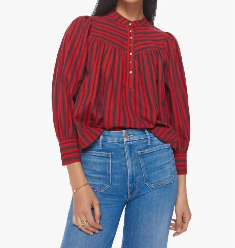 Exclusive Preview The Toss Up Cotton Blouse In Sun Down Stripe