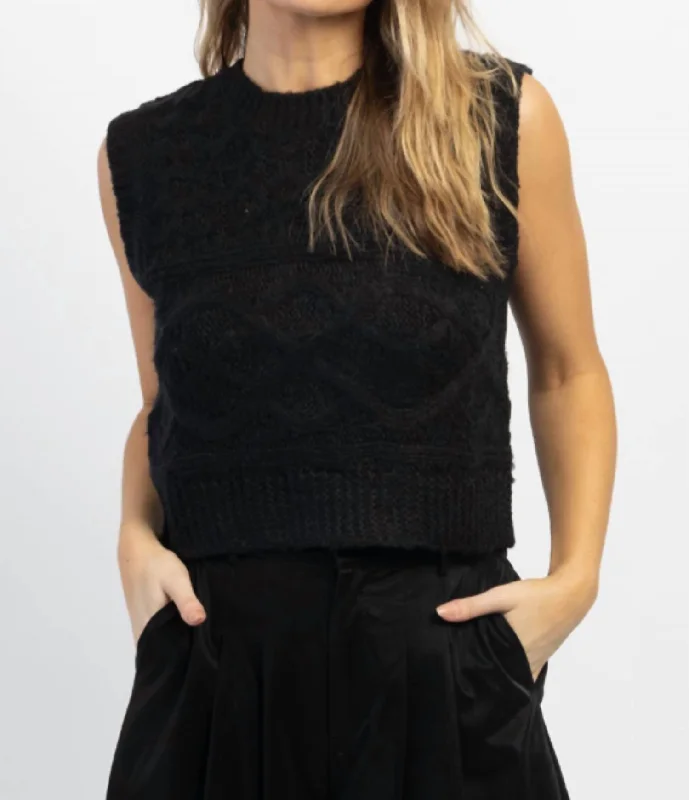 New Markdowns Theo Textured Knit Tank In Black
