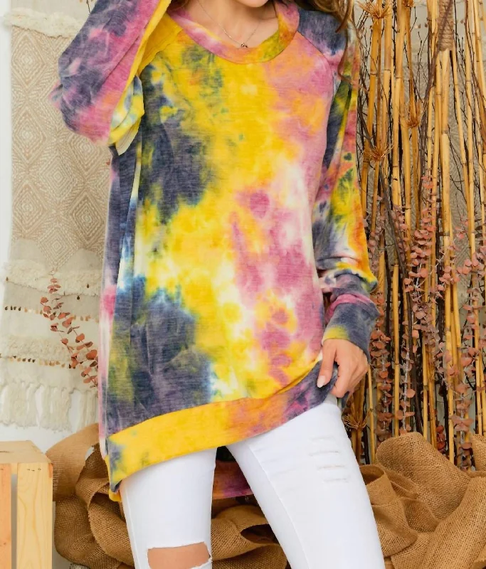 Don’t Miss Out Tie Dye Cold Shoulder Tunic In Water Color