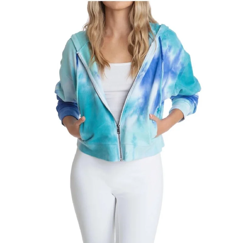 Super Sale Tie Dye Zip Hoodie In Baja Blue Multi