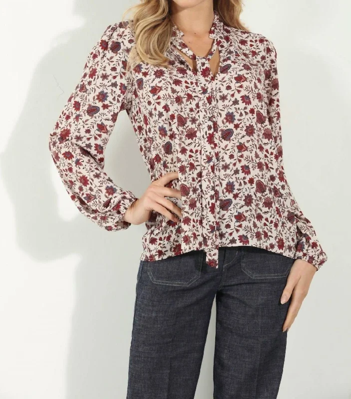 Best Seller Tie Neck Blouse In Fiori