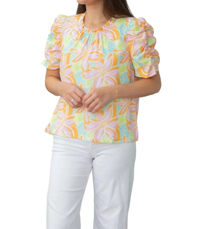 Can't Miss Tiegan Blouse In Paradise View Orange