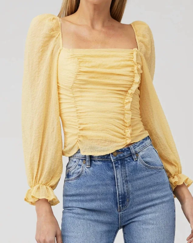 Buy Now Tonina Sheer Long Sleeve Top In Dandelion