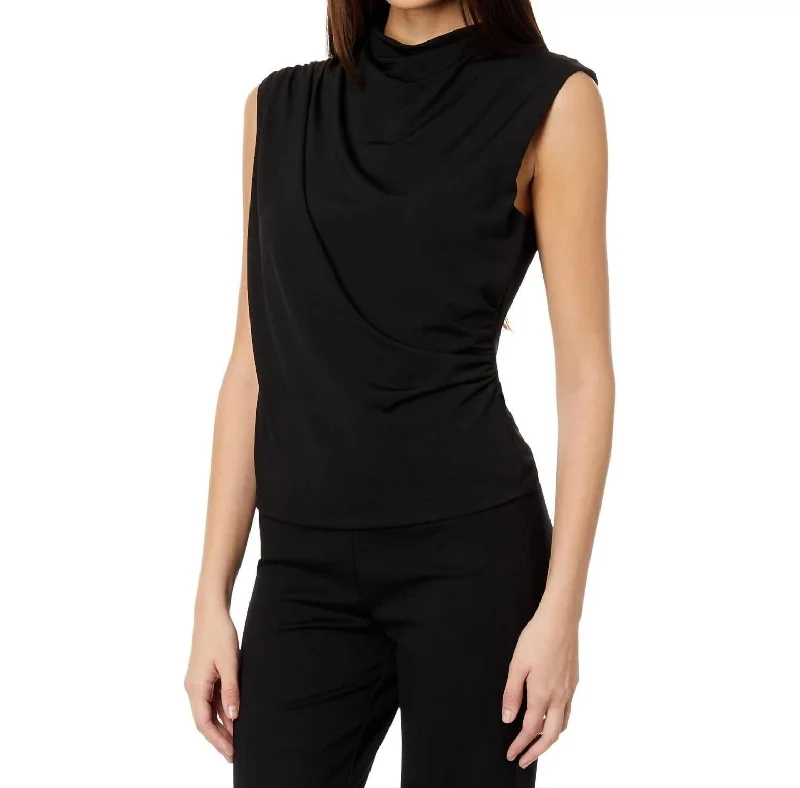 Clearance Sale Top Notch Draped Top In Black