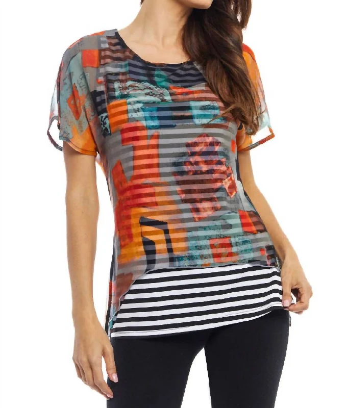 Special Promotion Tunic Blouse In Printed Stripe