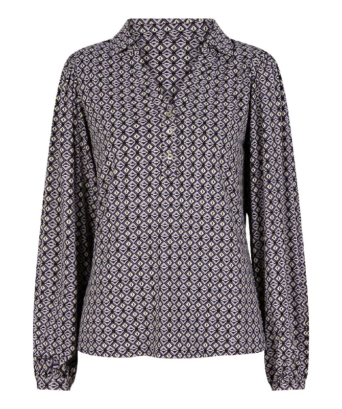 Don't Wait V-Neck Blouse In Graphic Earth