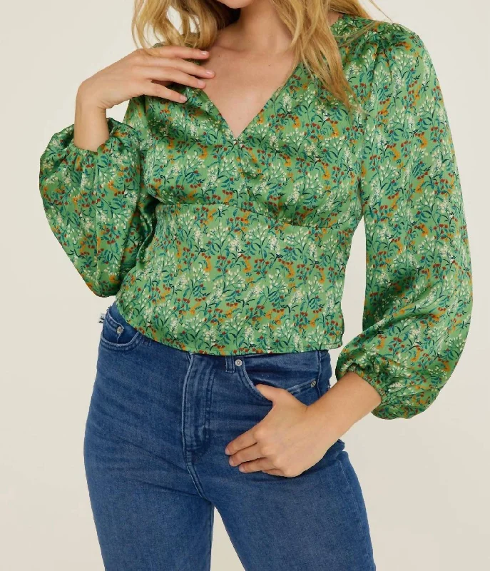 Fantastic Offers V Neck Blouse In Sage Floral