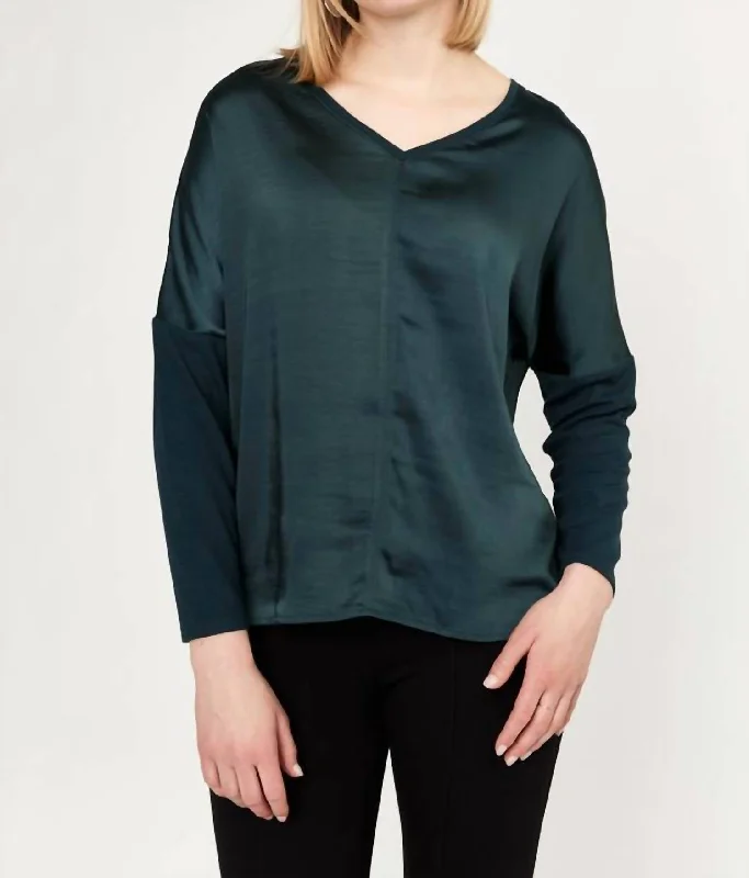 Buy More, Save More V Neck Satin Top In Teal