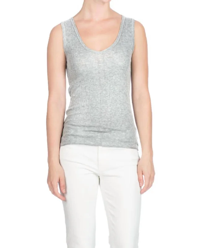 Price Rollback V-Neck Tank Top In Heather Grey