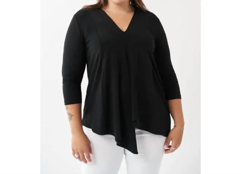 Unbeatable Prices V-Neck Waterfall Tunic Top In Black
