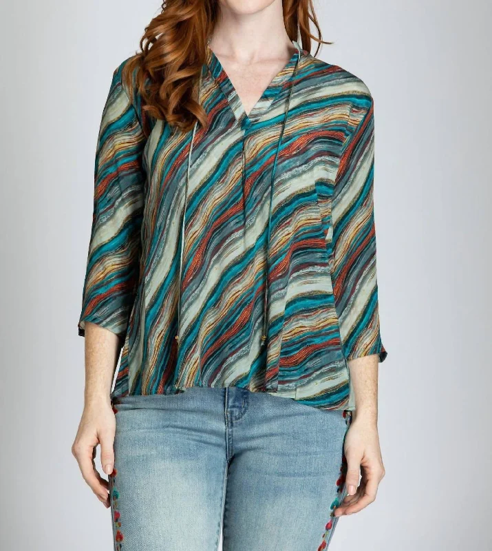 Grand Opening Sale V Neck With Tassel Tie In River Rock
