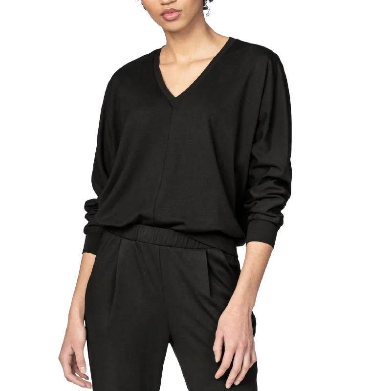 Buy Now V-Neckline Dolman Long Sleeve Top In Black