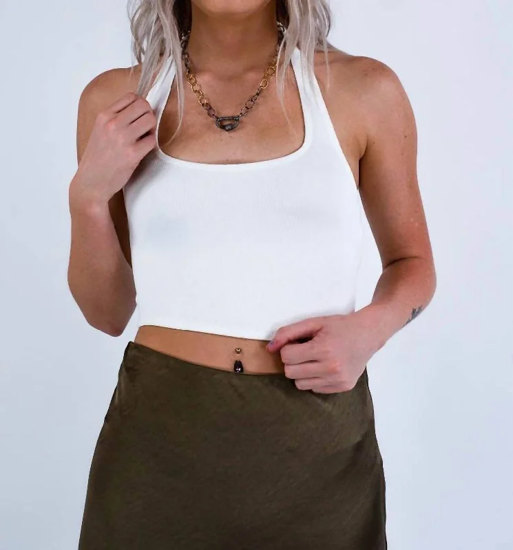 Today’s Deal Velzy Knit Halter Top In White