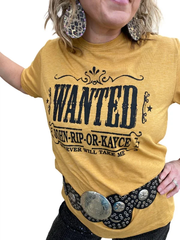 Markdowns Wanted Tv Show Graphic Tee In Antique Gold