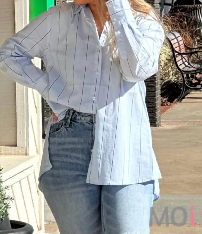 Hot Deal Westerly Oversized Button Down In Blue Stripe