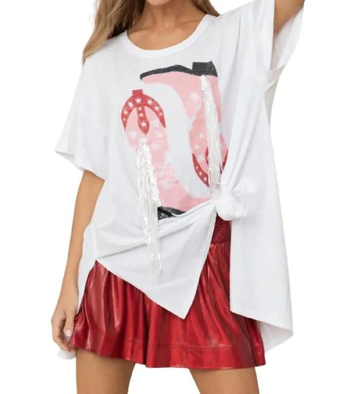 Massive Deals Western Boot Fringe Shirt In White