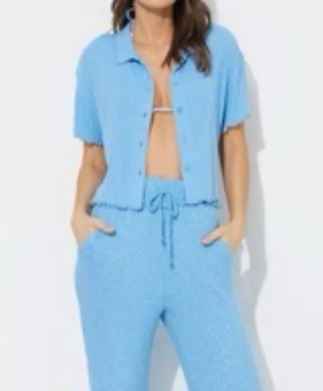 Great Deals Wide Knit Button Shirt In Blue