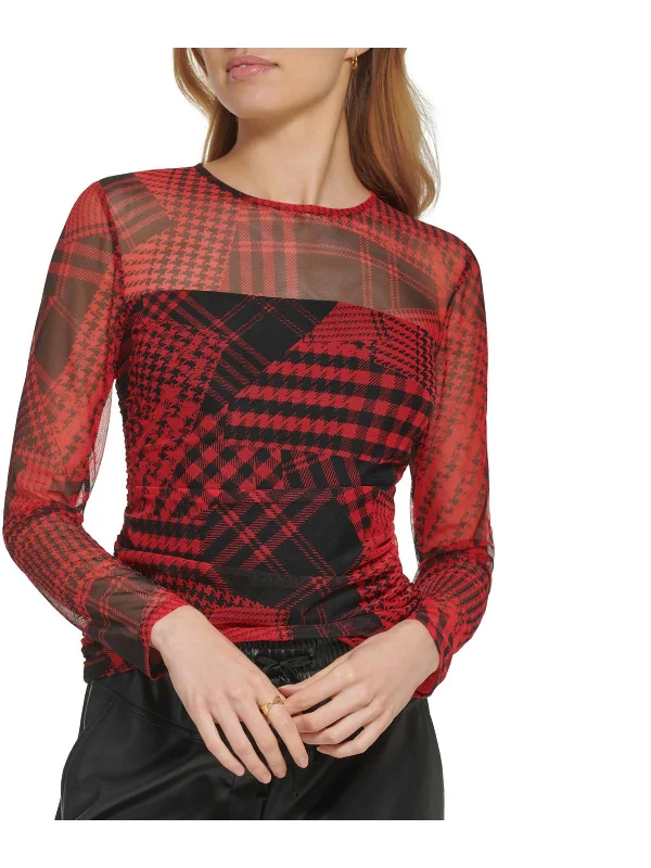 Special Savings Womens Animal Print Mesh Pullover Top