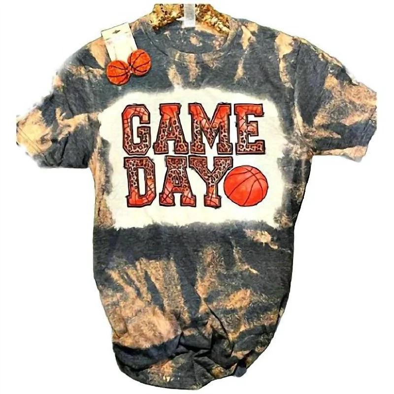 Unmissable Offer Women's Basketball Leopard Game Day Bleached Tee In Dark Grey
