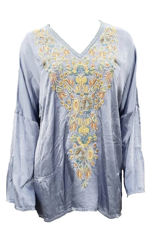 Customer Appreciation Sale Women's Birdy Satin Blouse In Denim