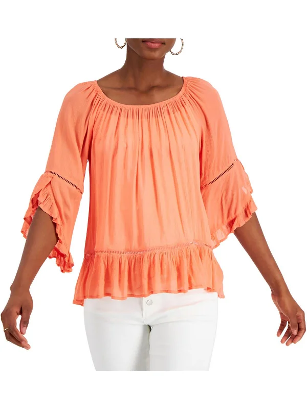 Lowest Prices Womens Butterfly Sleeve Eyelet Blouse