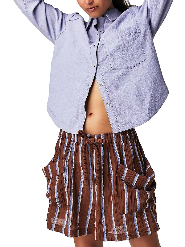 Online Only Womens Cotton Collared Button-Down Top