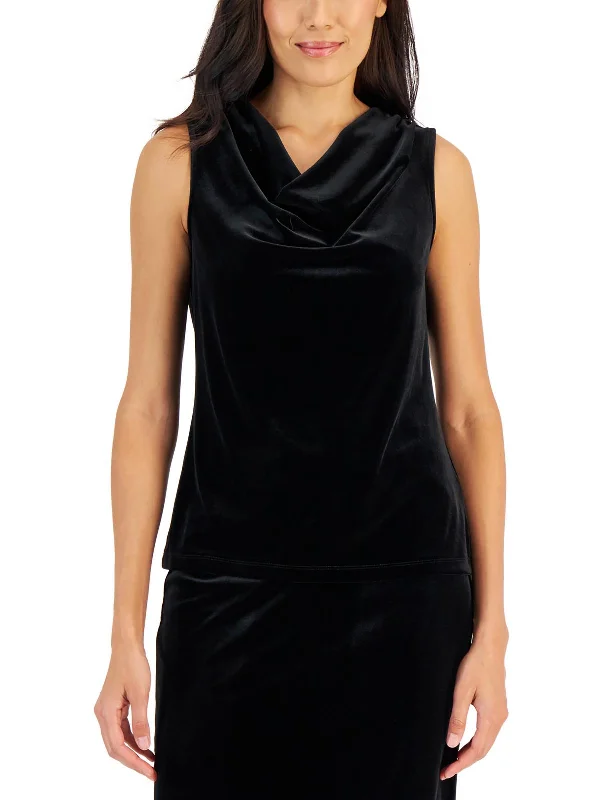 Today’s Deal Womens Cowl-Neck Velour Shell