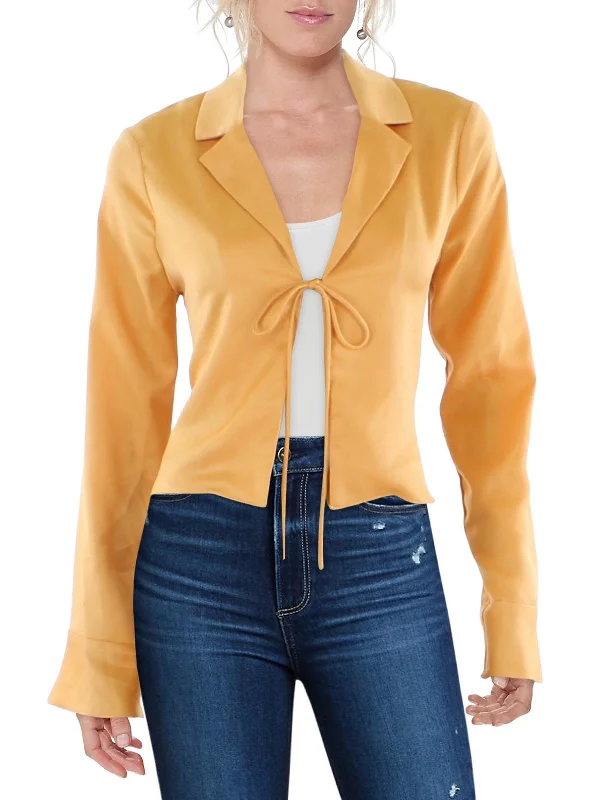 Blowout Deals Womens Cropped Front Tie Blouse