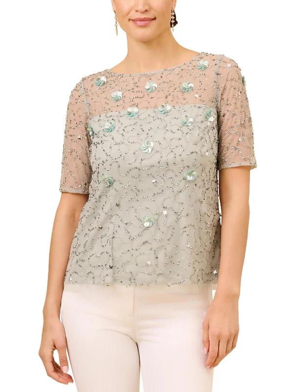 Today's Special Womens Embellished Boat Neck Blouse