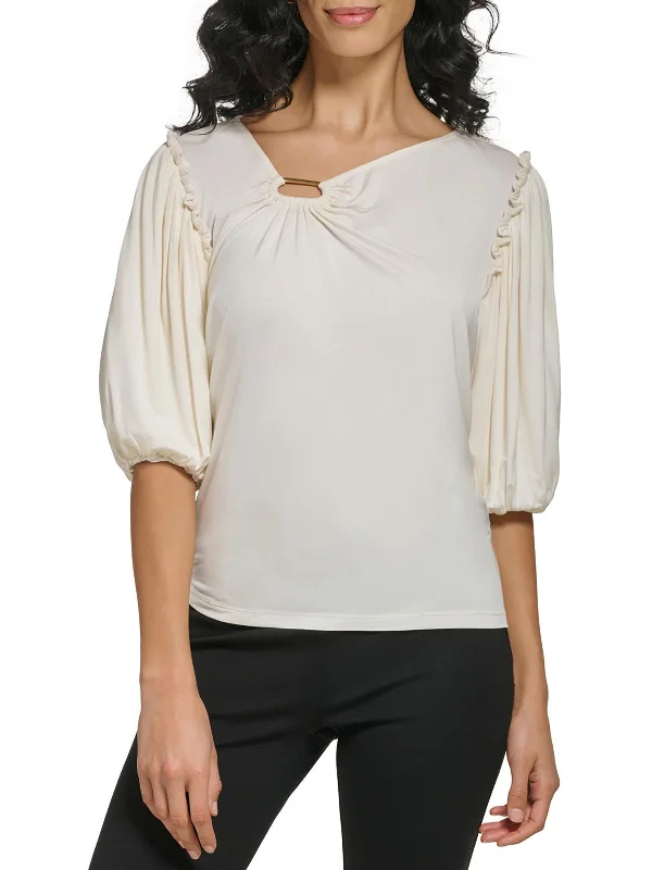 Special Offer Womens Embellished Puff Sleeve Blouse