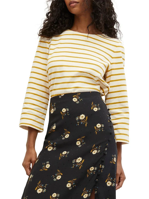 Lowest Price Womens Embellished Shoulder Striped Pullover Top