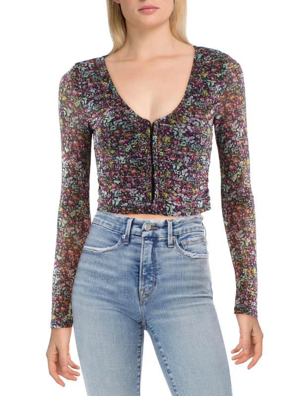 Big Discounts Womens Floral Print Hook/Eye Blouse