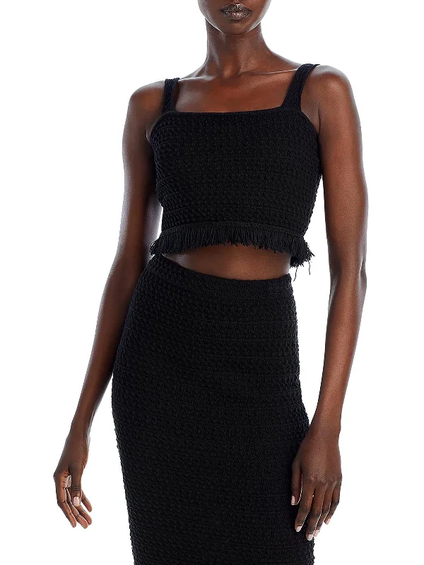 Price Smash Womens Fringe Hem Crochet Cropped