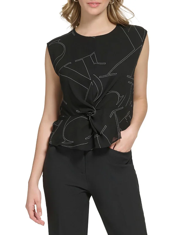 New Deals Womens Graphic Twist-Front Shell