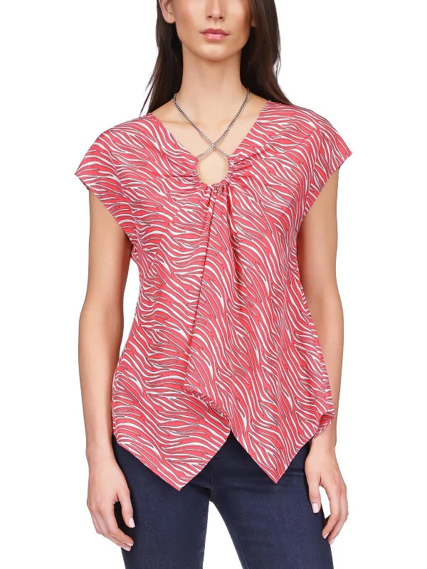 Year-End Clearance Womens Handkerchief Hem Chiffon Blouse