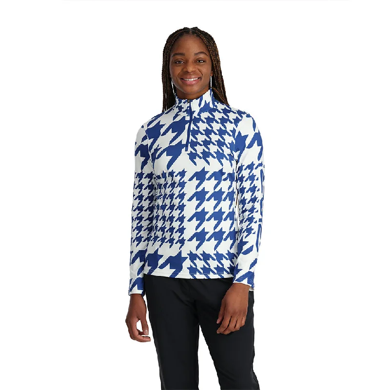 Bargain Prices Womens Houndstooth Half Zip - Electric Blue