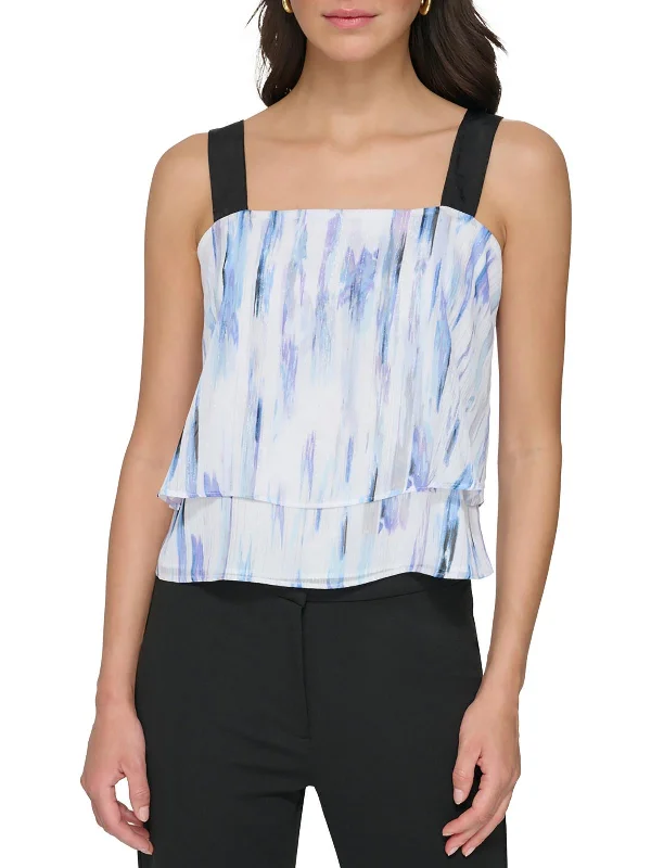 Deal of the Week Womens Metallic Double Layer Tank Top