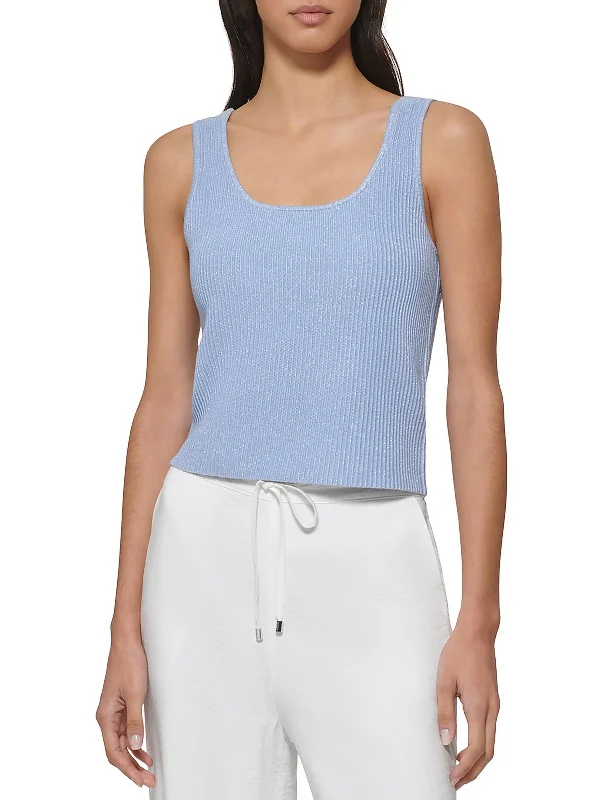 Take Advantage Womens Metallic Ribbed Cropped