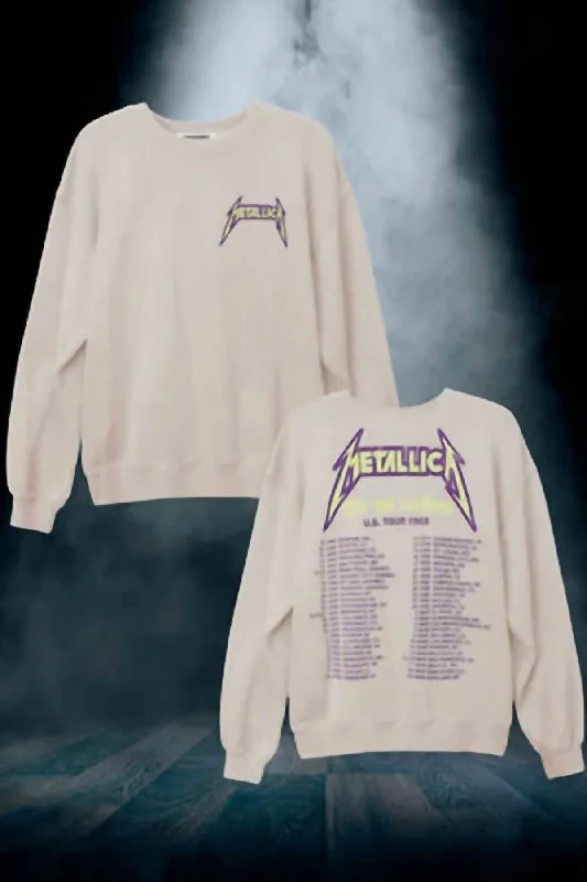 Act Now Women's Metallica Ride The Lightning Bf Crew In White