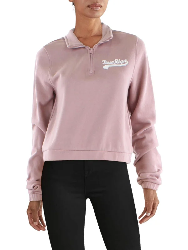 Discount Days Womens Mock Neck Cropped Sweatshirt
