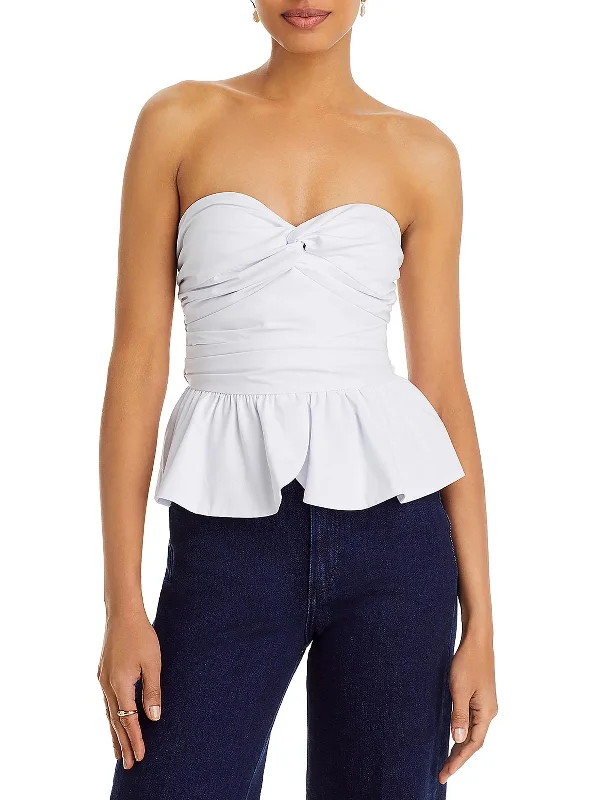 Deal Dash Womens Peplum Knot Strapless Top
