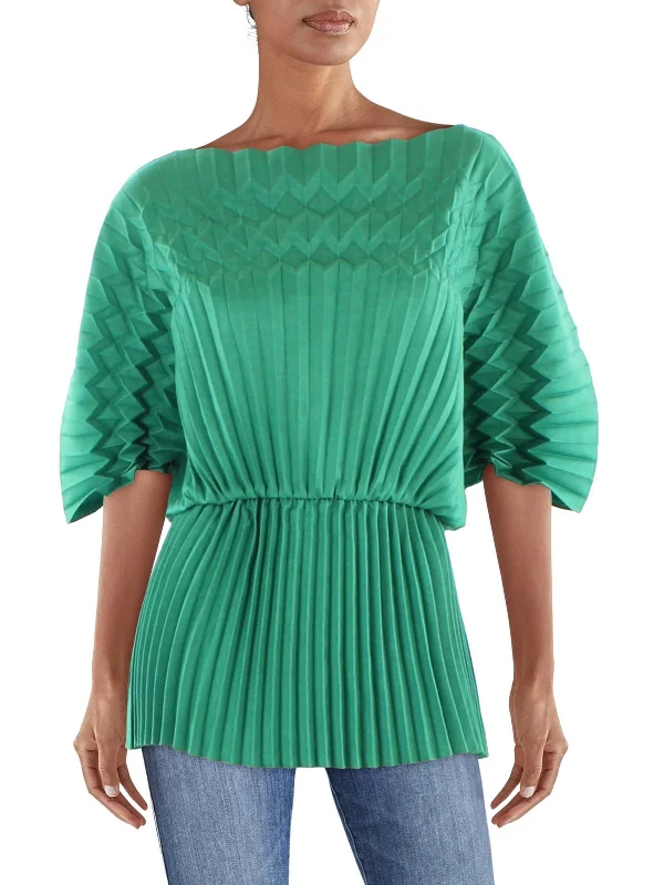 Low Prices Womens Pleated Abstract Shape Blouse