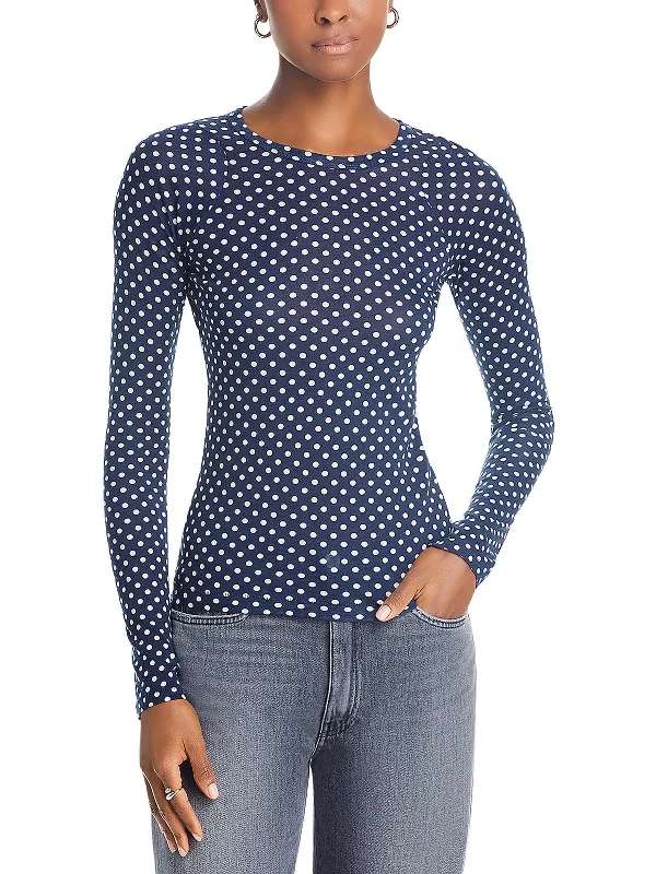 Special Savings Womens Polka Dot Sheer Pullover Top