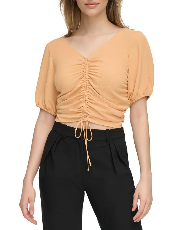 Deal Dash Womens Puff Sleeve Smocked Blouse